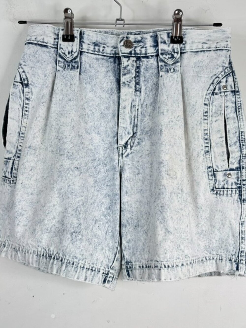 Vintage 90s Lee Mom Denim Shorts 27 Acid Wash High Rise Pleat Jorts Retro Grunge - Picture 2 of 10
